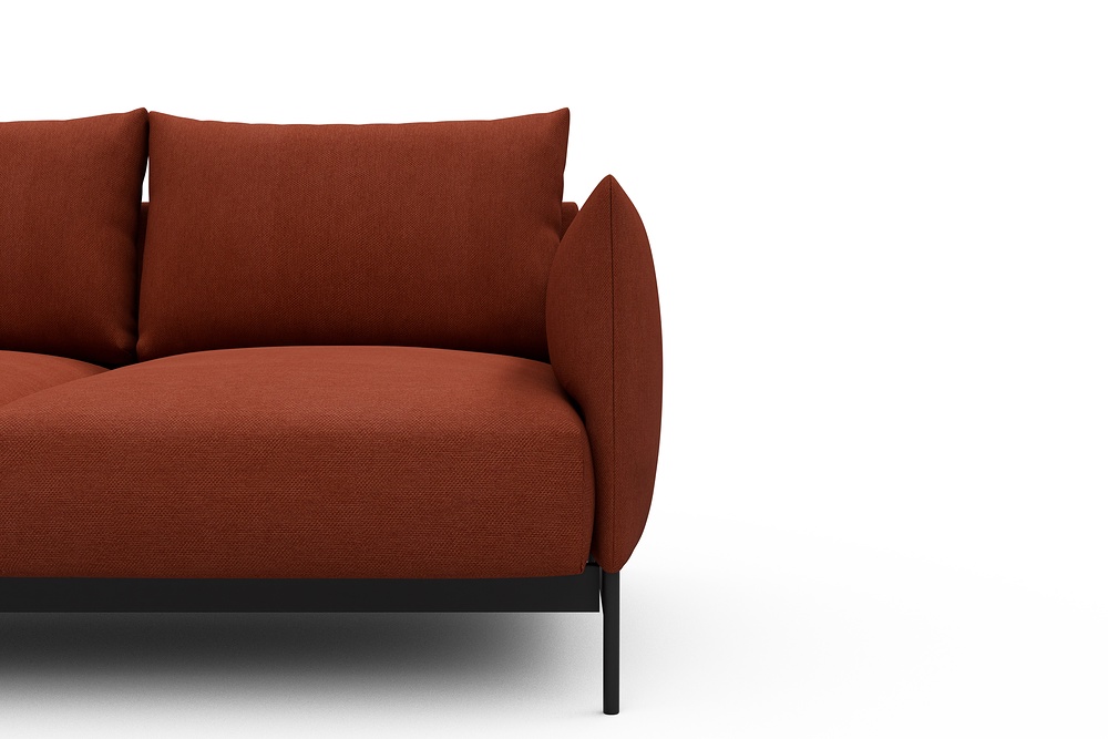 Sofa, Sofa-Lederschnitt?, Oberfläche Textil, Kissen, Beine Metall