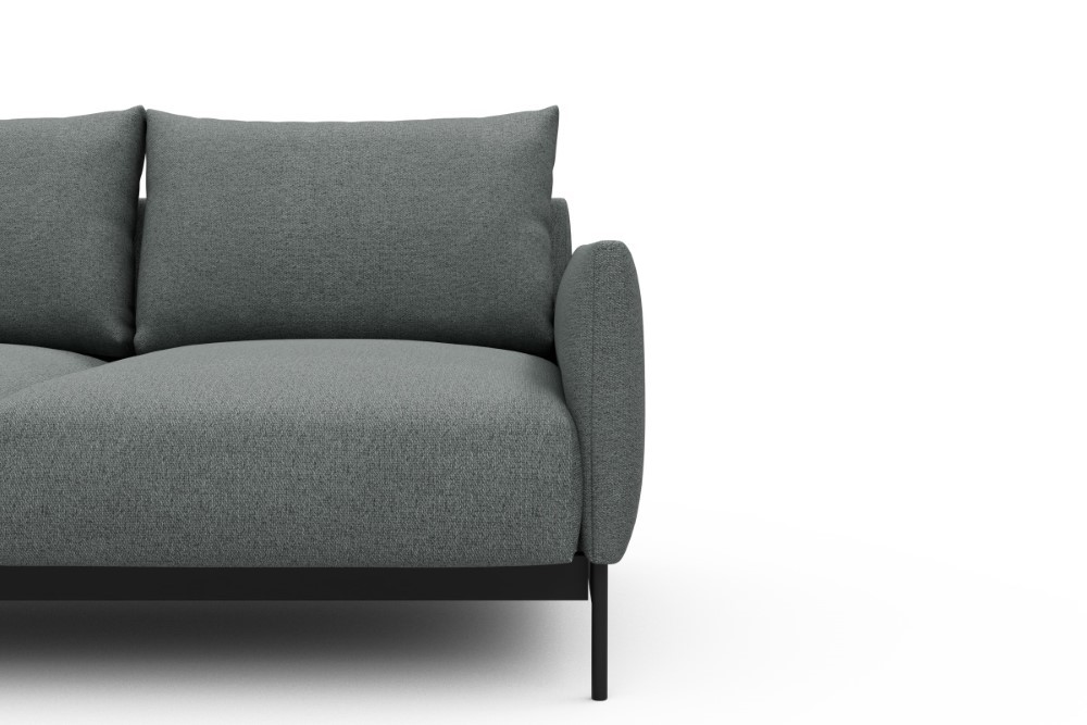 Sofa, Grau, Samtbezug, Zweisitzer, Metallfuß