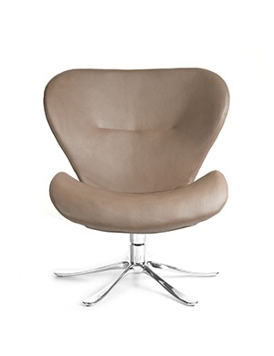 Sessel, Kugellehnenstuhl, Stuhl, Polsterstuhl, Beige, Chromfüße