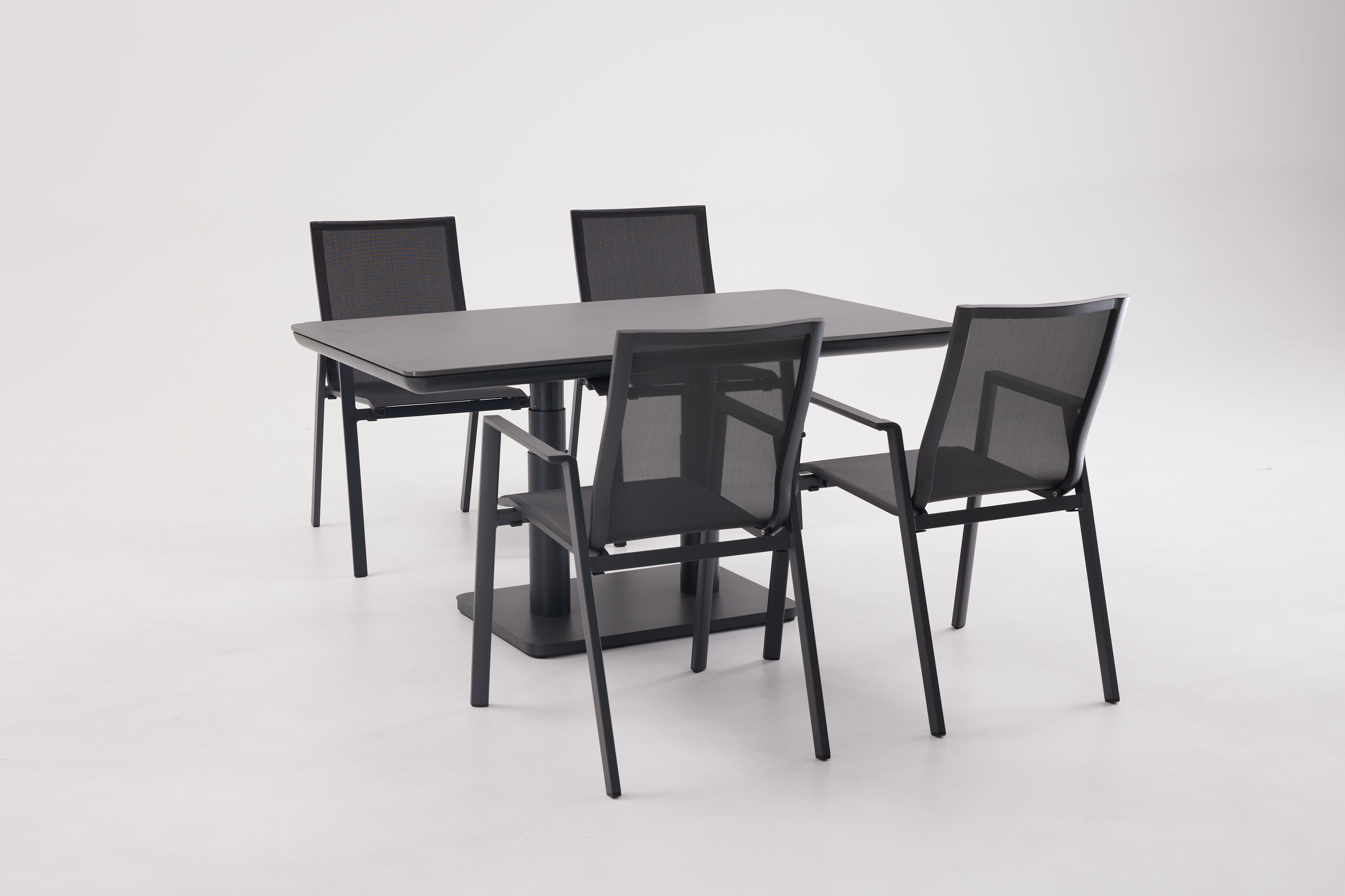 Esstisch, Outdoor, Metall, Stuhlset, Mesh