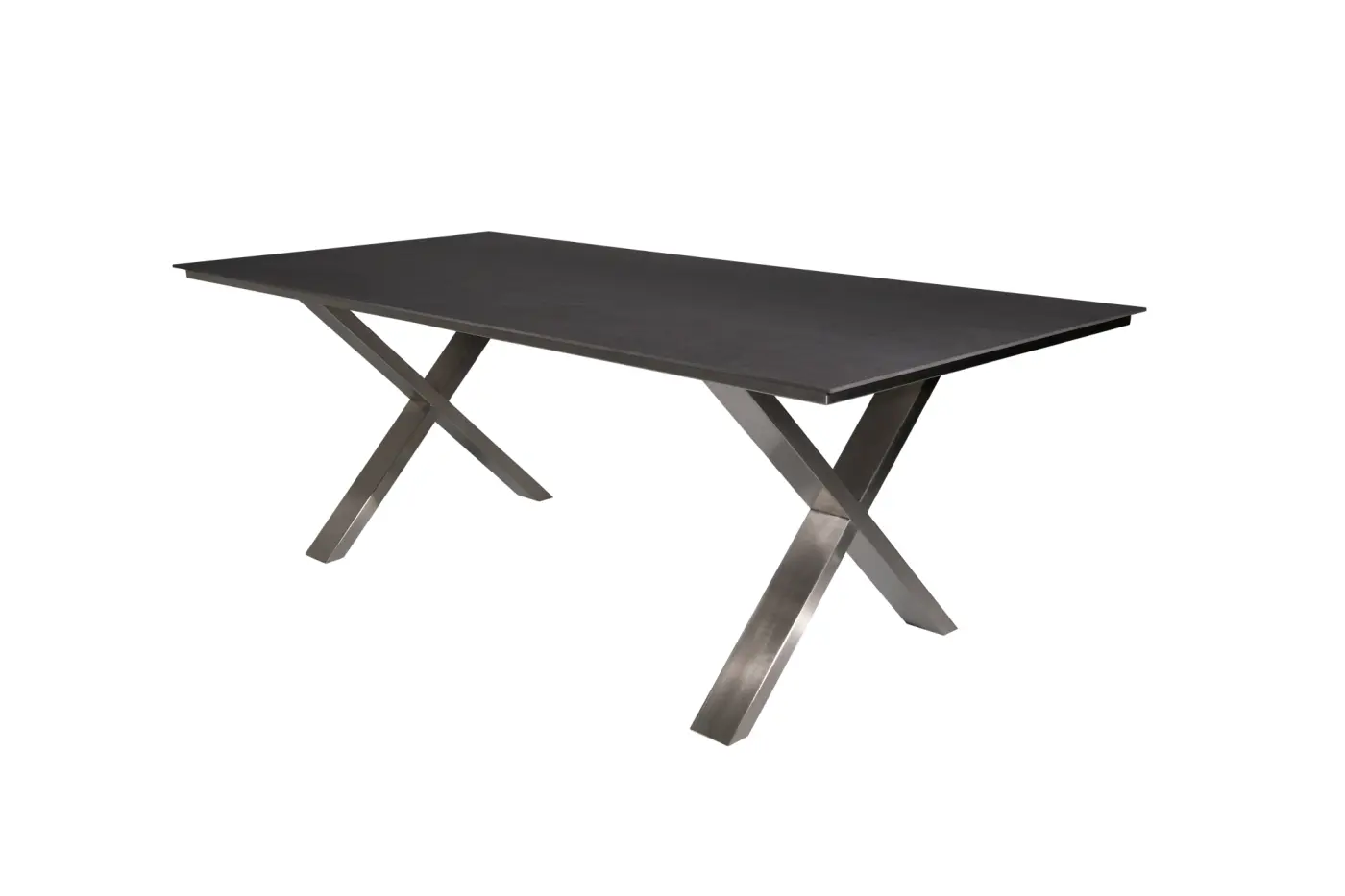 Gartentisch Monaco, Edelstahl X-Form, 210x100 cm Keramikp...
