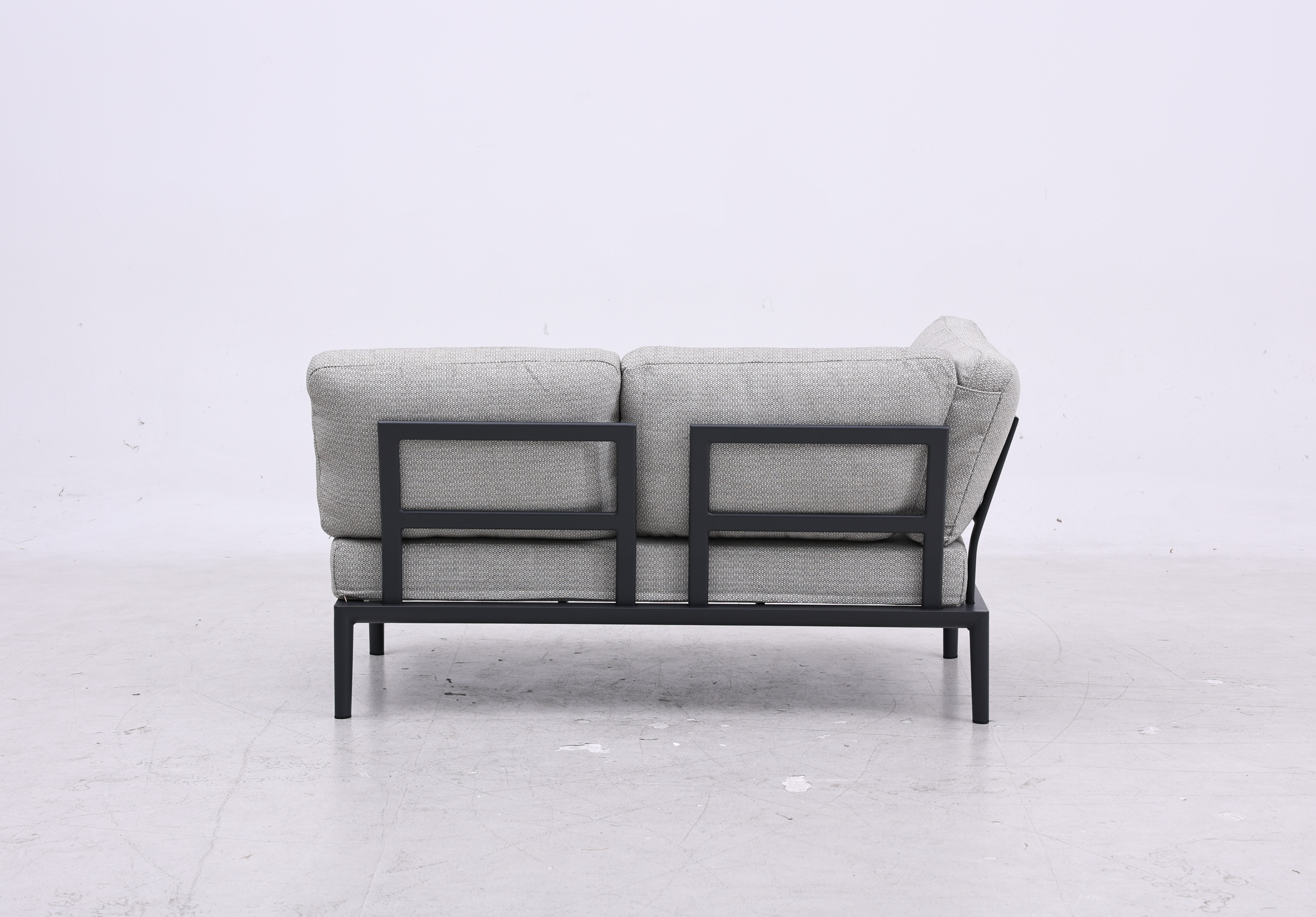 Gartensofa 2-Sitzer mit Ecke Fiore, Aluminiumgestell anthrazit, Kissen grau meliert
