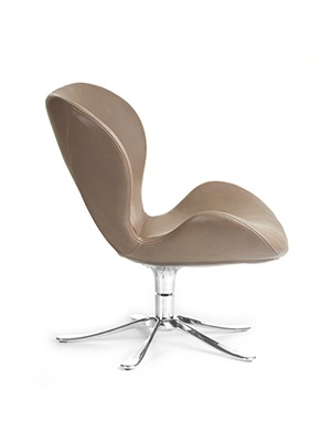 Sessel, Schale-Sessel, Drehstuhl, Beige Polsterung, Chromgestell