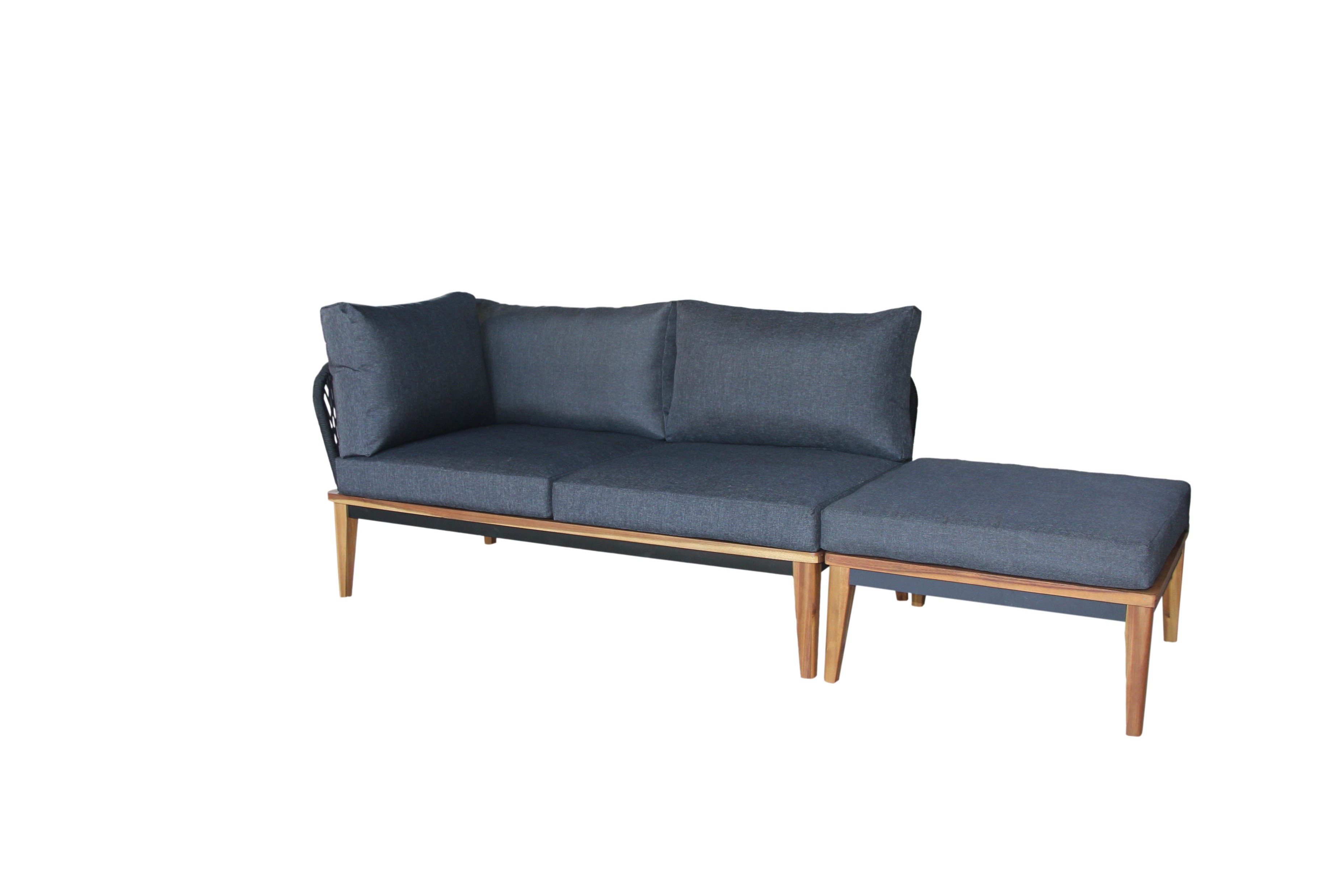 Sofa, Wohnlandschaft, Sofakissen, Blau, Holzbeine