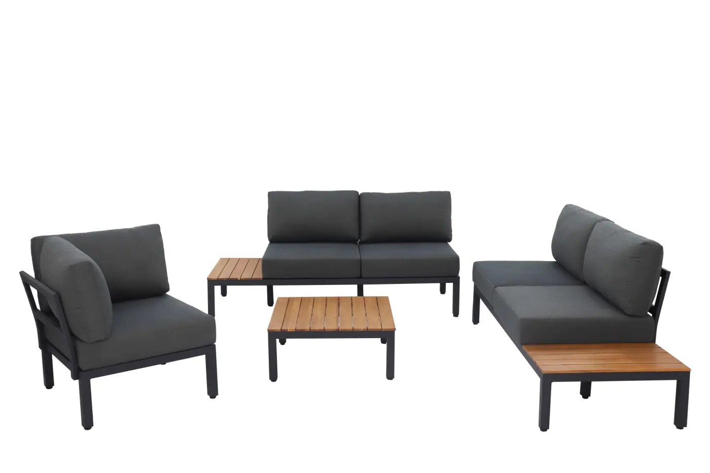 Gartenlounge Mendrisio, Alugestell schwarz pulverbeschich...