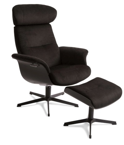 Sessel, Stuhl, Sessel mit Hocker, schwarz, Wippensessel